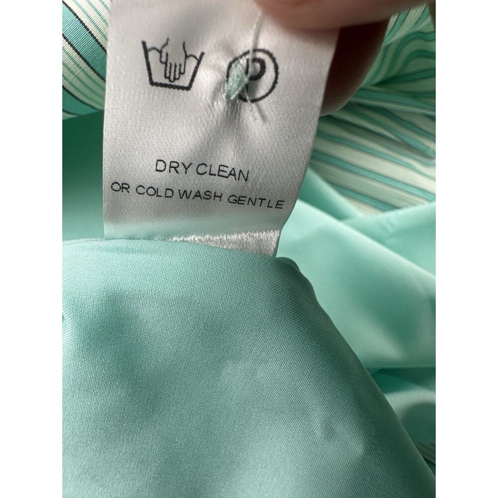 Abbey Glass NWT Turquoise Striped Puff Sleeve Shift Dress Women 2XL Bow Detail - Picture 12 of 12